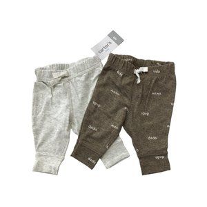 Newborn Carter's 2 Pieces Pants Joggers Pull On "dada" Gray